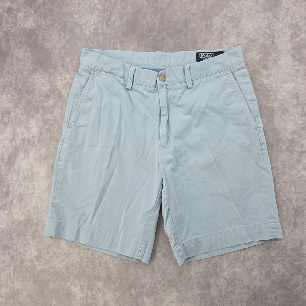 Polo Ralph Lauren Mens 32W Shorts Classic Fit 9 Inch Light Blue Cotton Twill